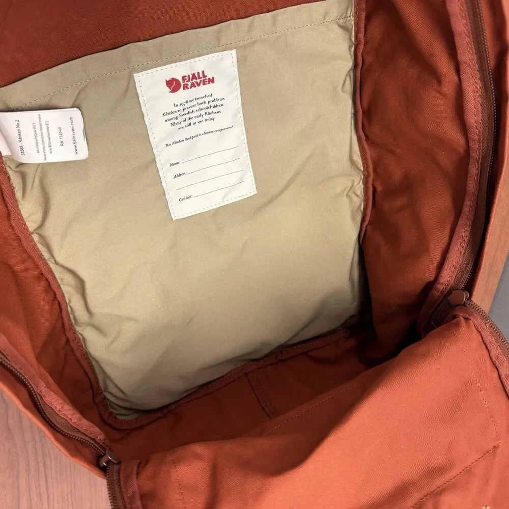 Fjallraven Kanken No. 2 G-1000 Burnt Orange Backpack Leather Handles Bag